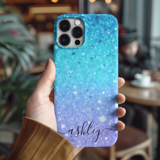 Moderne glitterblauw en Paarse Case-Mate iPhone Case