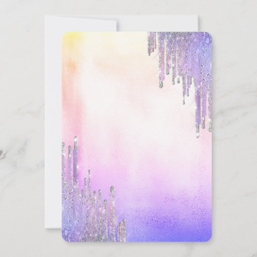 Moderne glitterdrips ombre metallisch zoet 16 kaart (Achterkant)