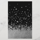 Moderne Glitterdruppel Zilver Zwart Flyer (Achterkant)