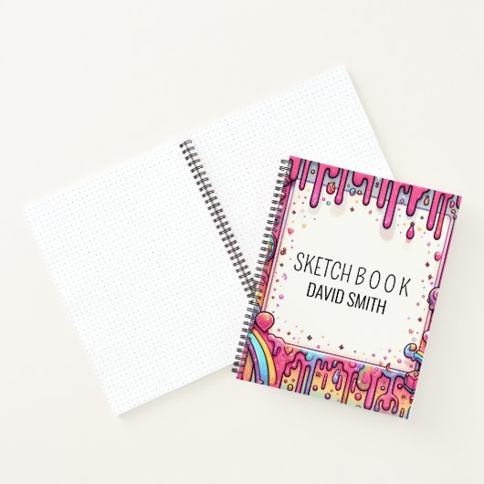 Moderne glitterdruppels van regenboogroze naam Not Notitieboek (Binnen)