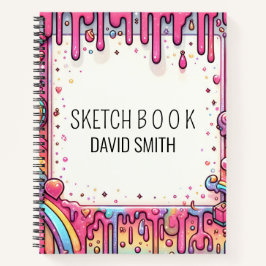 Moderne glitterdruppels van regenboogroze naam Not Notitieboek