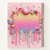 Moderne glitterdruppels van regenboogroze Notitieb Notitieboek (Achterkant)