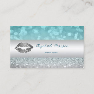 Moderne Glitterige Bokeh, Zilveren Lippen Visitekaartje