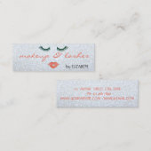 Moderne Glitterige, Zilveren, Lippen, Wimpers, Mak Mini Visitekaartje (Voorkant / Achterkant)
