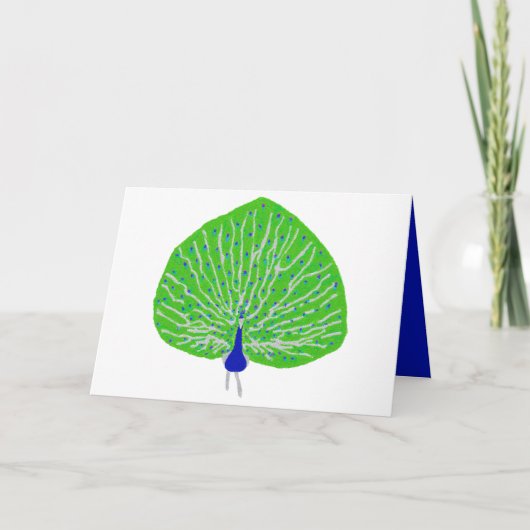 Moderne glitterpauw feestdagen kaart (Voorkant)