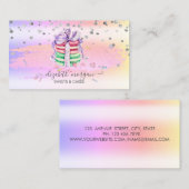 Moderne glitterpenseelstreek ombre Macarons Visitekaartje (Voorkant / Achterkant)