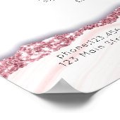 Moderne, glitters, roze-witte prijslijst Poster (Hoek)