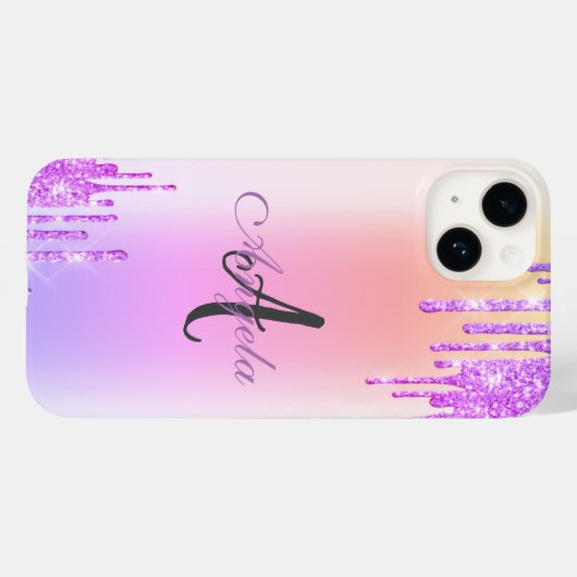 Moderne glitterschijven, Ombre, Monogram Case-Mate iPhone Case (Achterkant (horizontaal))