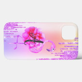 Moderne glitterschijven, Ombre, Monogram, Flamingo Case-Mate iPhone Case (Achterkant (horizontaal))