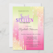 Moderne glitterschijven ombre Stripes Sweet 16 Kaart (Voorkant)