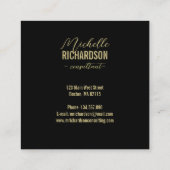 Moderne Glittery Gold Brush Strokes Cirkel op Zwar Vierkante Visitekaartje (Achterkant)