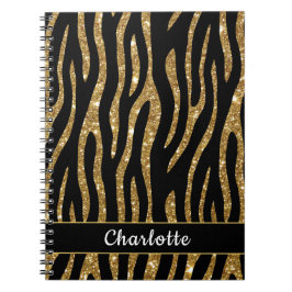 Moderne Glittery Gold Tiger Stripe Notitieboek