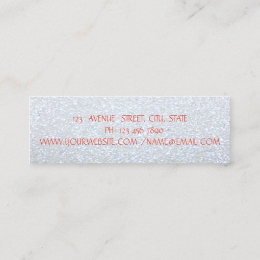 Moderne glittery, Silver, Lips, Lashes, Makeup Mini Visitekaartje (Achterkant)