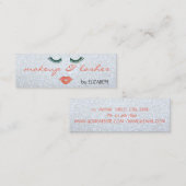 Moderne glittery, Silver, Lips, Lashes, Makeup Mini Visitekaartje (Voorkant / Achterkant)