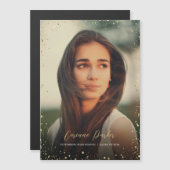 Moderne Glitz Afstuderen foto aankondigingsmagnete Magnetische Uitnodiging (Voorkant / Achterkant)