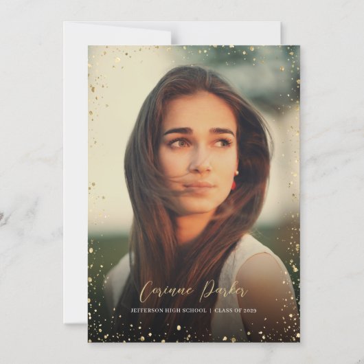 Moderne Glitz Afstuderen foto aankondigingsmagnete Magnetische Uitnodiging (Voorkant)