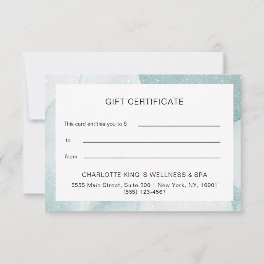 Moderne Glitzer Geschenkgutscheine Flachkarte (Achterkant)