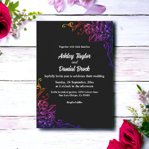Moderne gloed neon kleuren Rozen chique bloemenbru Kaart