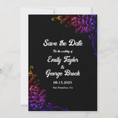 Moderne gloed neon kleuren Rozen chique bloemenbru Save The Date (Voorkant)