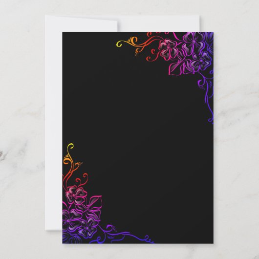 Moderne gloed neon kleuren Rozen chique bloemenbru Save The Date (Achterkant)
