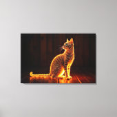 Moderne gloed tabby kat blauwe ogen fantasie kunst canvas afdruk (Voorkant)