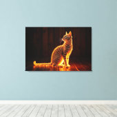 Moderne gloed tabby kat blauwe ogen fantasie kunst canvas afdruk (Insitu (Houten vloer))