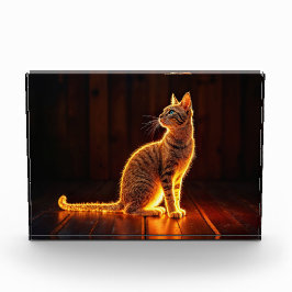 Moderne gloed tabby kat blauwe ogen fantasie kunst fotoblokken