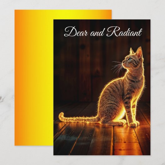 Moderne gloed tabby kat blauwe ogen fantasie kunst kaart (Voorkant / Achterkant)