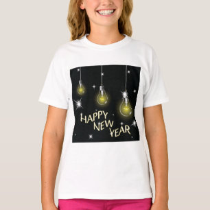 Moderne gloeilampen Gelukkig Nieuwjaar T-shirt