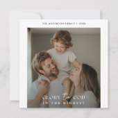 Moderne glorie aan God Religieuze kerstfoto Feestdagenkaart (Voorkant)