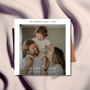 Moderne glorie aan God Religieuze kerstfoto Feestdagenkaart