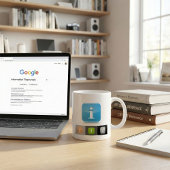 Moderne glossy informatie symbolen koffiemok