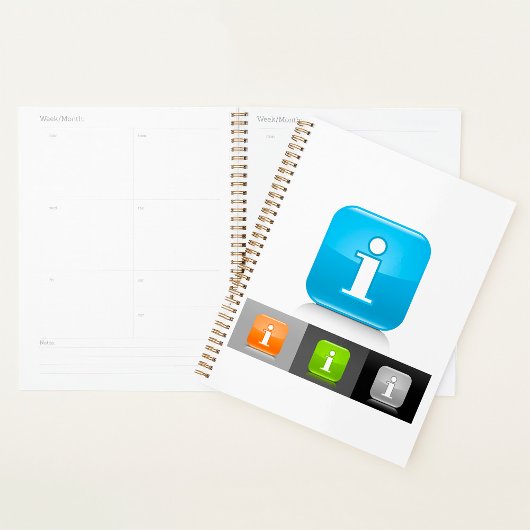 Moderne glossy informatie symbolen planner