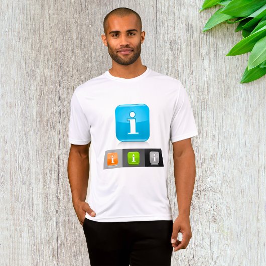 Moderne glossy informatie symbolen t-shirt