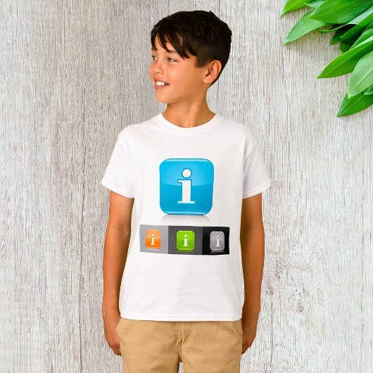 Moderne glossy informatie symbolen t-shirt