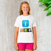 Moderne glossy informatie symbolen t-shirt