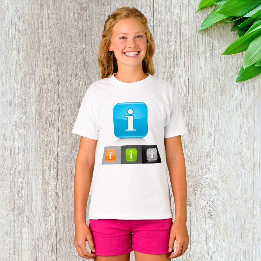 Moderne glossy informatie symbolen t-shirt
