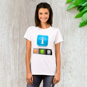 Moderne glossy informatie symbolen t-shirt