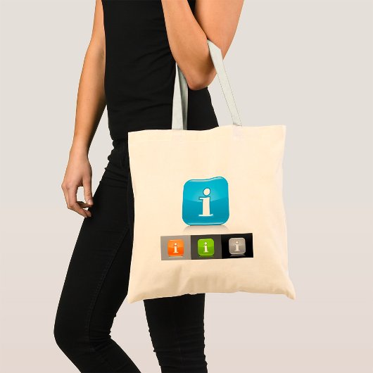 Moderne glossy informatie symbolen tote bag