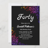 Moderne Glow Neon Kleuren Rozen Bloemen 40ste Verj Kaart (Voorkant)