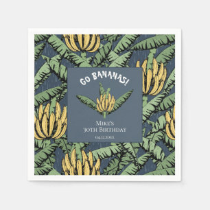 Moderne Go Bananen Marine Blauw Geel Banaan Blader Servet