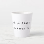 Moderne God is Licht Latte Mok (Voorkant)