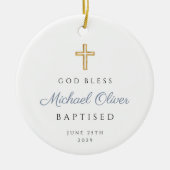 Moderne God zegene religieus kruis doopsel Keramisch Ornament (Voorkant)