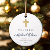 Moderne God zegene religieus kruis doopsel Keramisch Ornament