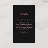 Moderne Godin Make-up Haar Nagels Roze Zwart Chic Visitekaartje (Achterkant)