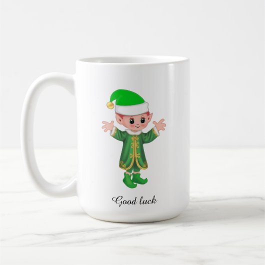 Moderne Goede Geluks Elf en Script Mok (Links)