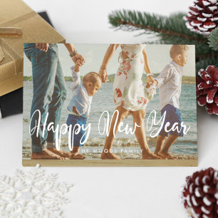 Moderne goede nieuwjaarsfoto feestdagenkaart