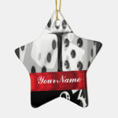 Moderne gokdobbelstenen keramisch ornament (Links)