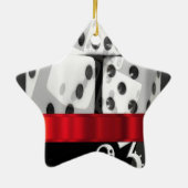 Moderne gokdobbelstenen keramisch ornament (Achterkant)