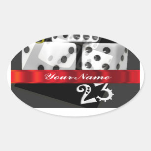 Moderne gokdobbelstenen ovale sticker